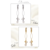 パールとワイヤーフレームのぶら下がりイヤリング きらきら 揺れる | アクセサリーショップPIENA | 詳細画像2 