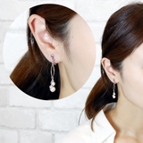 パールとワイヤーフレームのぶら下がりイヤリング きらきら 揺れる | アクセサリーショップPIENA | 詳細画像8 