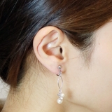 パールとワイヤーフレームのぶら下がりイヤリング きらきら 揺れる | アクセサリーショップPIENA | 詳細画像9 