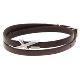 刻印メッセージクロスのブラウンレザーペアブレスレット シルバー925製 ブラック | アクセサリーショップPIENA | 詳細画像5 