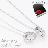 2連リング ペアネックレス レッドダイアモンド | アクセサリーショップPIENA | 詳細画像1 