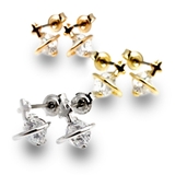 土星[サターン]をイメージさせるクロスにジルコニアをセットしたチタンポストのピア… | アクセサリーショップPIENA | 詳細画像1 