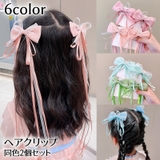 リボンヘアクリップセット 同色2個セット 編み込み | PlusNao | 詳細画像1