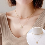 Gold | ダブルチェーンネックレス シンプル 二重 | PREMIUM K