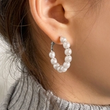 Silver | パールリングピアス ビッグピアス アクセサリー | PREMIUM K
