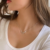 Silver | Uラインシンプルネックレス ワンポイント アクセサリー | PREMIUM K