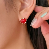 Red | ゴールドエッジのハートピアス カラフル アクセサリー | PREMIUM K