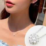 Silver | キュービックラウンドネックレス フラワー シンプル | PREMIUM K