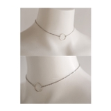Silver | サークルポイントチェーンチョーカー ネックレス 丸いリングのチャーム | PREMIUM K