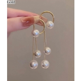 ゴールド | トリプルパール ロングピアス | Pumpkin Port