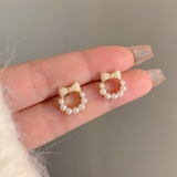リボン&フェイクパール装飾スタッドピアス | RAKUku | 詳細画像8