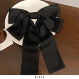 ブラック | 24NEW ビッグサイズ リボン ヘアアクセサリー ヘアバレッタ | RAKUku