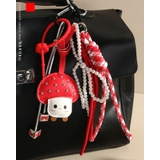 【大人気】 きのこ リボン バッグチャーム キーリング 赤 ハート 韓国系 | RAKUku | 詳細画像1