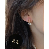ダブルフェイクパールピアス 小ぶり かわいい おしゃれ 結婚式 上品 | RAKUku | 詳細画像1 