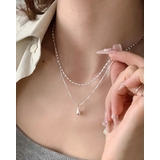 シルバー | 2連ネックレス 2重 ダブル しずく ボールチェーン | RAKUku