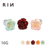 軟骨ピアス バラローズグリッターキラキラ 薔薇ストレートバーベル | ボディピアス専門店凛RIN | 詳細画像1 