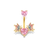 へそピアス・ゴールド | 軟骨ピアス ハート蝶々マジカル ジュエルCZボディピアス | ボディピアス専門店凛RIN