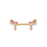 ストレートバーベル・ゴールド | 軟骨ピアス ハート蝶々マジカル ジュエルCZボディピアス | ボディピアス専門店凛RIN