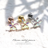 軟骨ピアス フラワー花ジュエル オーロラストレートバーベル | ボディピアス専門店凛RIN | 詳細画像2