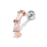 ピンクゴールド | 軟骨ピアス スクエアカーブジュエル キュービックジルコニア | ボディピアス専門店凛RIN