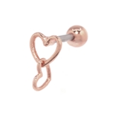 ピンクゴールド | 軟骨ピアス ハートWハートフレーム ダブル揺れる | ボディピアス専門店凛RIN