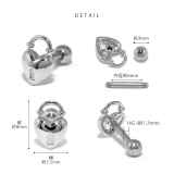 軟骨ピアスハート南京錠 鍵錠前ロックかわいい ストレートバーベルボディピアス | ボディピアス専門店凛RIN | 詳細画像12