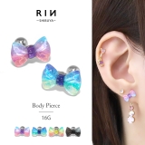 軟骨ピアス リボングラデーションカラーシアー カラフル虹色海色アクリル | ボディピアス専門店凛RIN | 詳細画像1