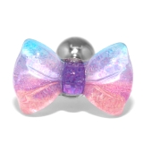 ピンク | 軟骨ピアス リボングラデーションカラーシアー カラフル虹色海色アクリル | ボディピアス専門店凛RIN