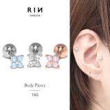 軟骨ピアス ジュエルフラワー花かわいい プチクリアブルーオパールピンクオパール | ボディピアス専門店凛RIN | 詳細画像1