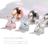 軟骨ピアス ジュエルフラワー花かわいい プチクリアブルーオパールピンクオパール | ボディピアス専門店凛RIN | 詳細画像3