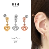 軟骨ピアス 王冠クラウン揺れるゆらゆら ストレートバーベルボディピアス | ボディピアス専門店凛RIN | 詳細画像1 