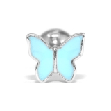 ライトブルー | 軟骨ピアス 蝶々 金属アレルギーサージカルステンレスつけっぱなしピアス | ボディピアス専門店凛RIN