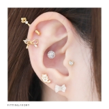 リボンかわいいキラキラ 軟骨ピアス ストレートバーベル | ボディピアス専門店凛RIN | 詳細画像6