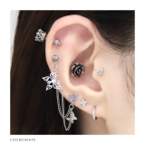 軟骨ピアス 蝶々バタフライ小さめ ジュエルキュービックジルコニア | ボディピアス専門店凛RIN | 詳細画像5 