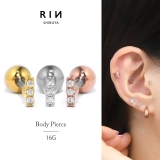 軟骨ピアス ジュエル3連上品フェミニンキュービックジルコニアストレートバーベルボ… | ボディピアス専門店凛RIN | 詳細画像1
