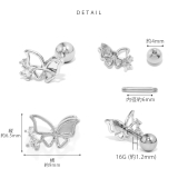 軟骨ピアス 蝶々ちょうちょバタフライジュエルキュービックジルコニア ボディピアス | ボディピアス専門店凛RIN | 詳細画像9 