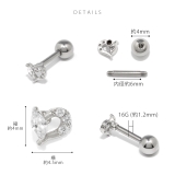 軟骨ピアス ハートかわいいジュエルキュービックジルコニア小ぶり ボディピアス | ボディピアス専門店凛RIN | 詳細画像9 