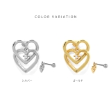 軟骨ピアス Wハートフレーム揺れるプチジュエルストレートバーベルボディピアス キ… | ボディピアス専門店凛RIN | 詳細画像8