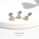 軟骨ピアス 花三つ葉キュービックジルコニアジュエルかわいいキラキラ ボディピアス | ボディピアス専門店凛RIN | 詳細画像2 