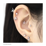 軟骨ピアス 花三つ葉キュービックジルコニアジュエルかわいいキラキラ ボディピアス | ボディピアス専門店凛RIN | 詳細画像5 