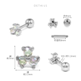 軟骨ピアス 花三つ葉キュービックジルコニアジュエルかわいいキラキラ ボディピアス | ボディピアス専門店凛RIN | 詳細画像9 