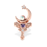 ピンクゴールド | 軟骨ピアス 月ムーン三日月 スティックマジカルハート天使の羽 | ボディピアス専門店凛RIN