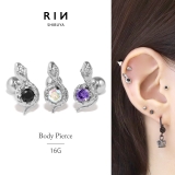 軟骨ピアス 蛇スネークとぐろ ジュエルキュービックジルコニア | ボディピアス専門店凛RIN | 詳細画像1