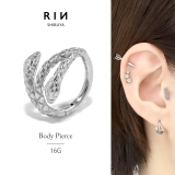 軟骨ピアスキャッチレスへび ヘビスネーク ワンタッチオールサージカルステンレス金… | ボディピアス専門店凛RIN | 詳細画像1
