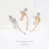 軟骨ピアス リボンチェーンロング揺れるかわいいキュービックジルコニア ボディピアス | ボディピアス専門店凛RIN | 詳細画像2