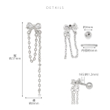 軟骨ピアス リボンチェーンロング揺れるかわいいキュービックジルコニア ボディピアス | ボディピアス専門店凛RIN | 詳細画像9