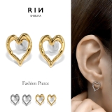 ピアス16Kコーティング オープンハートスタイリッシュチタンポスト スタッド | ボディピアス専門店凛RIN | 詳細画像1