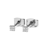 スクエア・シルバー | ピアス18Kコーティング ハートスクエアCZストーン スタッドアクセサリー | ボディピアス専門店凛RIN