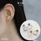 ハートキュービックジルコニアピアス 18Kロジウム チタンポスト | ボディピアス専門店凛RIN | 詳細画像1