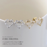ハートキュービックジルコニアピアス 18Kロジウム チタンポスト | ボディピアス専門店凛RIN | 詳細画像3